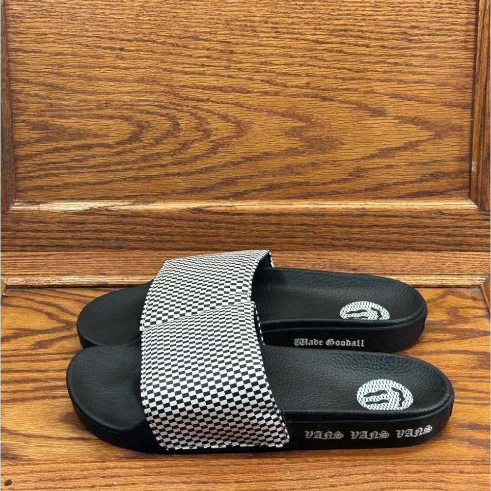Vans Wade Goodall La Costa Slide-On Checkerboard Sandals Black White Size 12